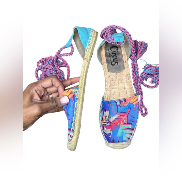 Circus by Sam Edelman Blue and Pink Espadrilles with Ankle Ties - Picture 3 of 6